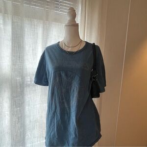 Blue Faded Y2K Vintage Style Ramones band short sleeve top